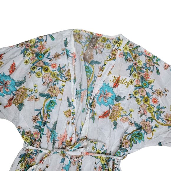 Plum Pretty Sugar Floral Kimono Robe With Belt Embroidered Name "Hailey" Size S - Picture 6 of 6